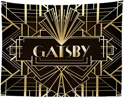 BELECO 5x3ft Kumaş Gatsby Fotoğraf Backdrop Büyük Siyah ve Altın Altın Banner 1920 s Retro Kükreyen Gatsby Tema Parti Süslemeleri