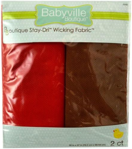 Babyville Boutique 35252 Stay-Dri Fitilleme Kumaşı, 30 x 27 inç, Kırmızı ve Kahverengi, 2 Adet