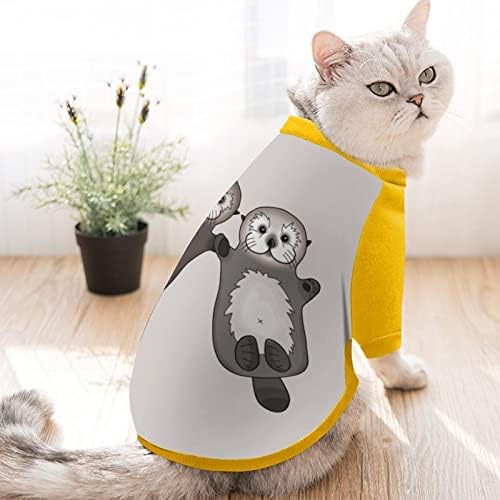 Komik Su Samuru Baskı Pet Kazak Polar Kazak Tulum Köpekler Kedi için Tasarım ile