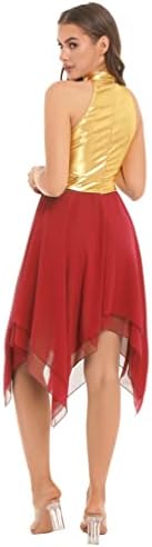 Vxuxlje kadın Liturjik Giyim Ibadet Renk Blok Tunik Şifon Hem Lirik Övgü Dans Elbise