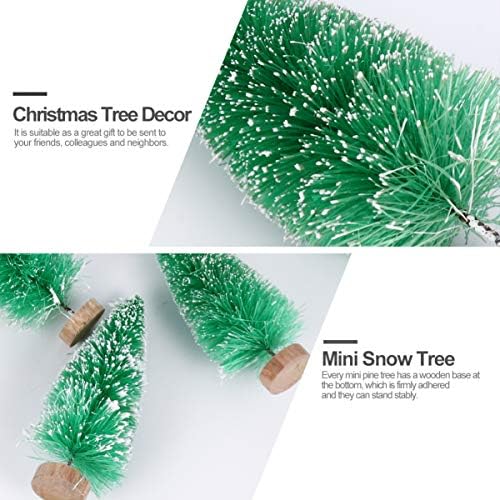 Veemoon Mini Noel Ağaçları şişe fırçası Ağaçları Sisal Kar Don Ağaçları Diorama Ağacı Çam Ağaçları Ahşap Taban ile Yeşil