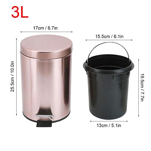CZDYUF Paslanmaz Çelik Adım çöp tenekesi çöp kovası çöp konteyneri Kutusu Kapaklı Banyo Mutfak için(3L / 5L) (Renk : E, Boyut:
