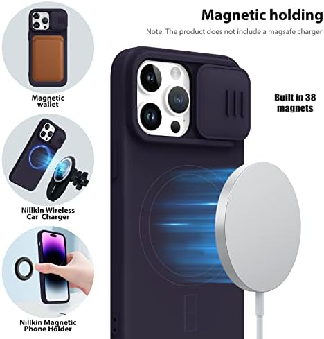 Nillkin iPhone 14 Pro Kılıf ile Slayt kamera kapağı, Silikon Manyetik Kılıf ile Uyumlu Magsafe, CamShield İpeksi iphone için
