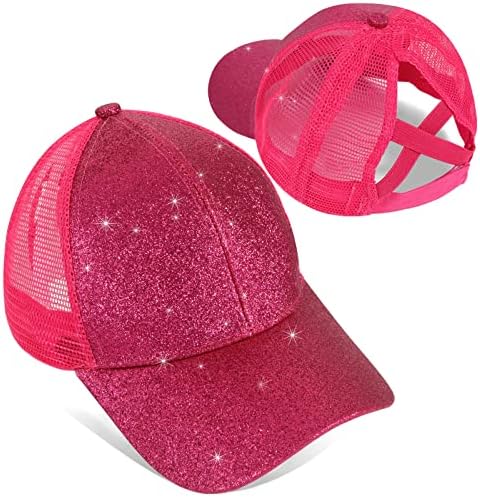 Kızlar Glitter beyzbol şapkası Criss Çapraz At Kuyruğu Şapka Ayarlanabilir Yüksek Dağınık Topuz Ponycap Çocuklar şoför şapkası