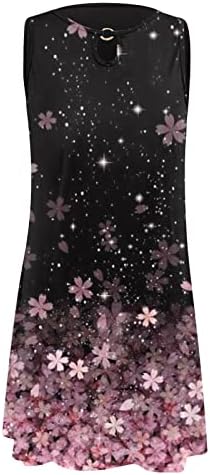 lczıwo Yaz Plaj Elbiseleri Kadınlar için 2023 Sevimli Kolsuz Sakura Baskı Tankı Elbiseler Bir Çizgi Shift Tunik Elbise Sundress