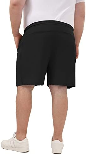 Rosemmetti Erkek Atletik Şort 7 inç Büyük ve Uzun Boylu Hafif Spor Salonu Egzersiz Spor Tenis Şort Fermuarlı Cepler ile