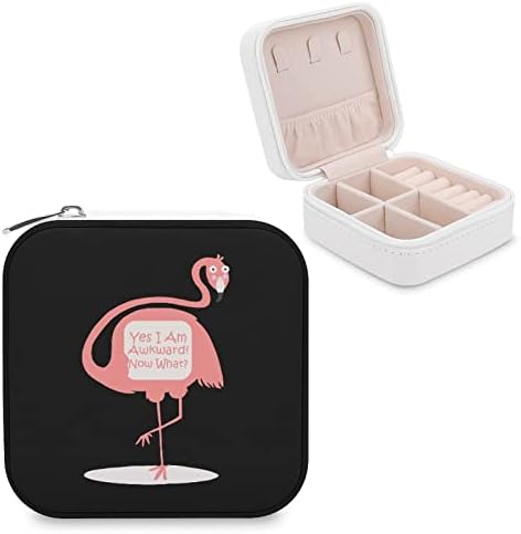 Komik Garip Flamingo Takı saklama kutusu PU Deri Küçük Organizatör Kutuları Seyahat Takı Çantası Zip İle