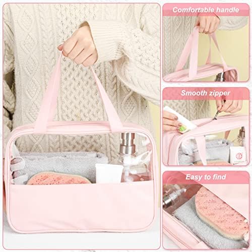 Boş Preppy Temizle Makyaj Çantaları, Seyahat Çantaları Kadınlar için Büyük Çanta Şönil Mektup Yama DIY Temizle Kozmetik Çantaları