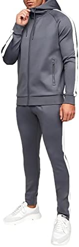 Erkek Rahat Katı İki Parçalı Takım Elbise Fermuarlı Cebi Raglan Kollu Hoodies İpli Fermuarlı cep pantolon seti Kadife Takım