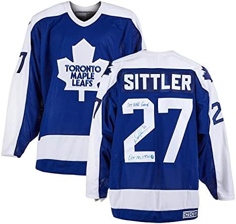 Darryl Sittler Toronto Maple Leafs İmzalı ve Tarihli 1. Gol Vintage CCM Forması-İmzalı NHL Formaları