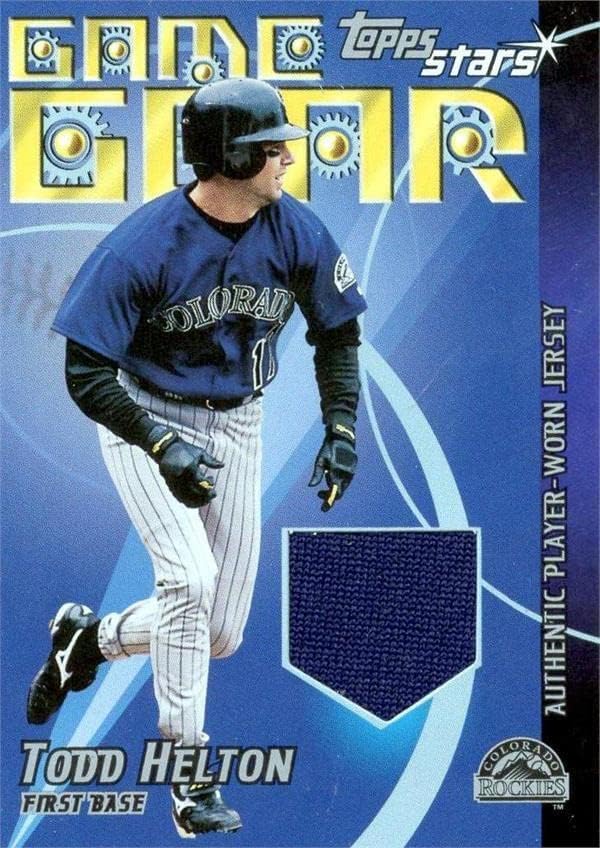 Todd Helton oyuncu yıpranmış forması yama beyzbol kartı (Colorado Rockies) 2001 Topps Yıldız Oyun Dişli TSRTH-MLB Oyun