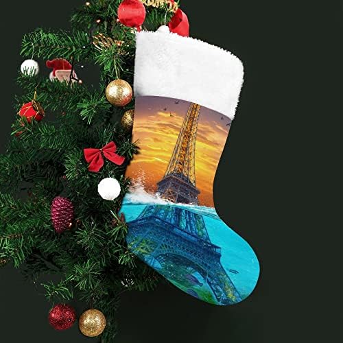 Eyfel Kulesi Okyanus Kişiselleştirilmiş Noel Çorap Ev Noel Ağacı Şömine Asılı Süslemeleri