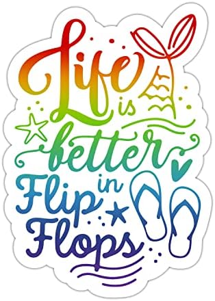 Hayat daha İyi Flip Flop Etiket, Vinil Su Geçirmez İlham Komik Tırnak Etiket Dizüstü Su Şişesi Tumbler
