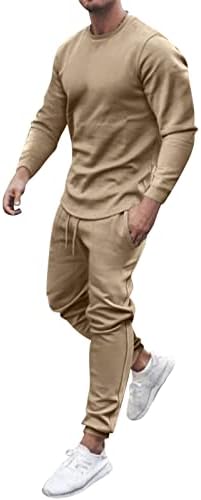 Erkek Eşofman 2 Parça Uzun Kollu Kazak T-Shirt ve Jogger Sweatpants Setleri Casual Slim Fit Hafif Spor Kıyafetleri