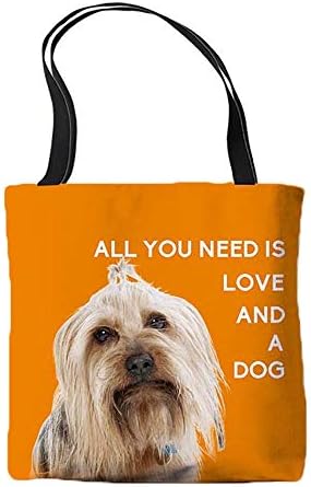 İhtiyacınız olan tek şey Aşk ve Kadınlar için Bir Köpek Bez Çantalar Yorkie Tasarımı