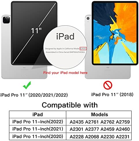 JETech iPad Kılıfı Pro 11 inç 2022/2021/2020 Modeli (4./3. / 2. Nesil), Kalemlikli, 2. Kalem Şarjını Destekler, Yumuşak TPU