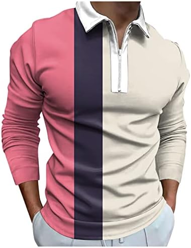 ZDDO erkek Fermuar polo gömlekler, 2022 Yeni Erkek Gömlek Uzun Kollu Patchwork Golf Üstleri Sonbahar Zip Boyun İş Rahat Gömlek