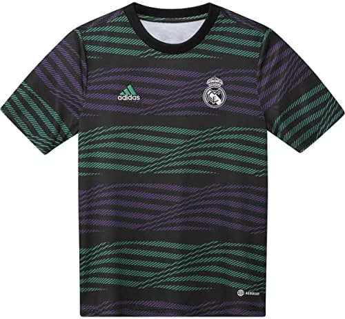 adidas Real Madrid 22/23 Gençlik Maç ÖNCESİ Forması (Siyah / Aktif Mor / Kort Yeşili, X-Large)